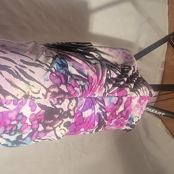 Bisou Bisou Purple Abstract Watercolor Print Sleeveless Dress Size: 10 - Picture 6 of 10